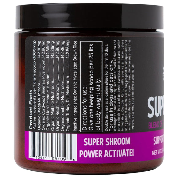 Super Snouts Super Shrooms 7 Organic Medicinal Mushroom Immune Health Supplement for Dogs & Cats