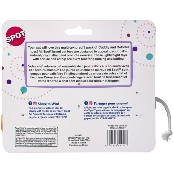 Spot Cuddly and Colorful Crinkly Catnip Cat Toys (3 pack)