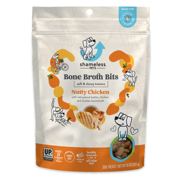 Shamless Pets Bone Broth Bites Nutty Chicken Soft & Chewy Training Treats For Dogs (10 oz)