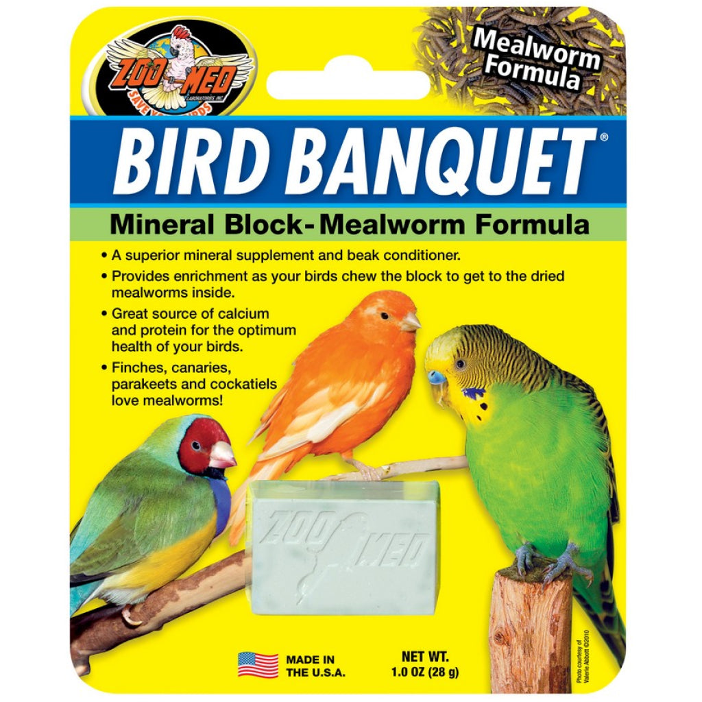 Zoo Med Bird Banquet Mealworm Formula Mineral Block Beak Conditioner - 0