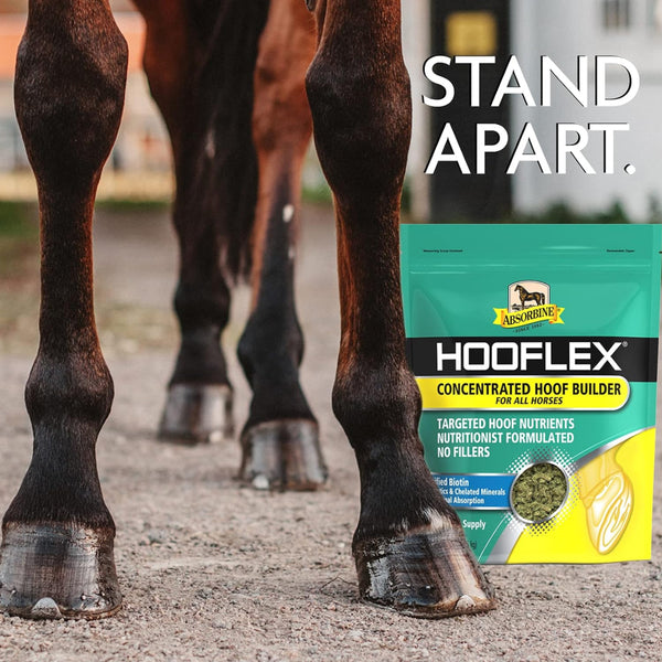 Hooflex concentrated hoof builder is ideal for all horses. These horse pellets come in an 11 lb bag. 