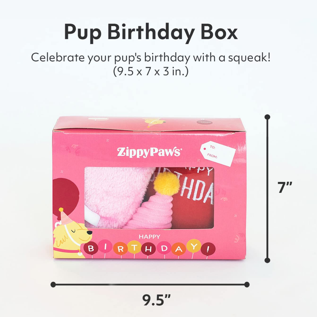 Zippy Paws Birthday Box Interactive Plush Toy for Dogs (3 pc)