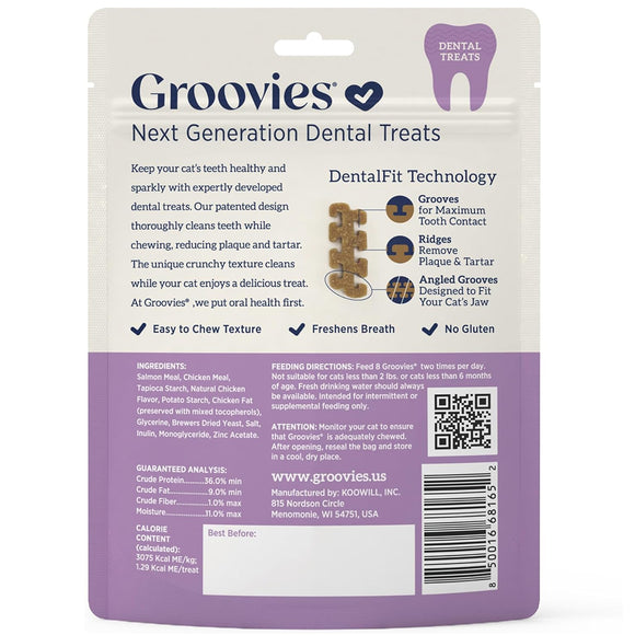 Groovies Salmon Flavor Dental Treats for Cats (7.05 oz)