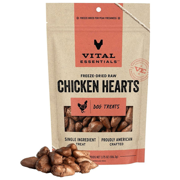 Vital Essentials Freeze-Dried Raw Chicken Hearts Treats For Dogs