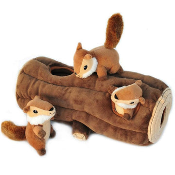 Zippy Paws Burrow Chipmunks 'n Log - Interactive Log Toy For Dog