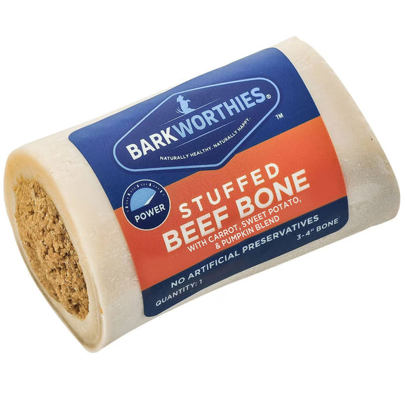 Barkworthies Stuffed Shin Bone Pumpkin, Sweet Potato & Carrot Dog Treat