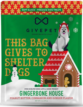 GivePet GingerBone House Peanut Butter, Cinnamon & Ginger Flavor Dog Treats, 6-oz