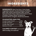 Nutritional information label on Cloud Star beef meatball dog treats package