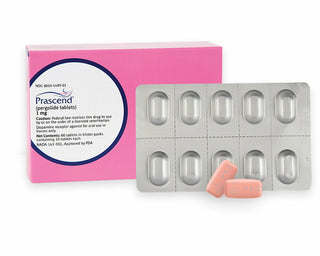 Prascend (pergolide) prescription bottle for equine care