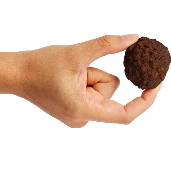 Person holding a beet-based horse treat from Equus Magnificus