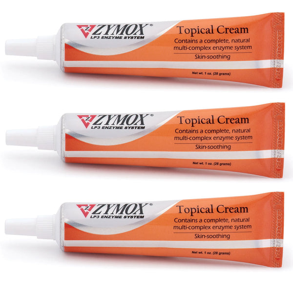 Three tubes of Zymox topical cream without hydrocortisone