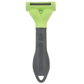 Side view of the Furminator grooming tool showcasing its green and black design