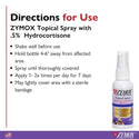 Bottle of Zymox Enzymatic Topical Spray with 0.5% Hydrocortisone for pets