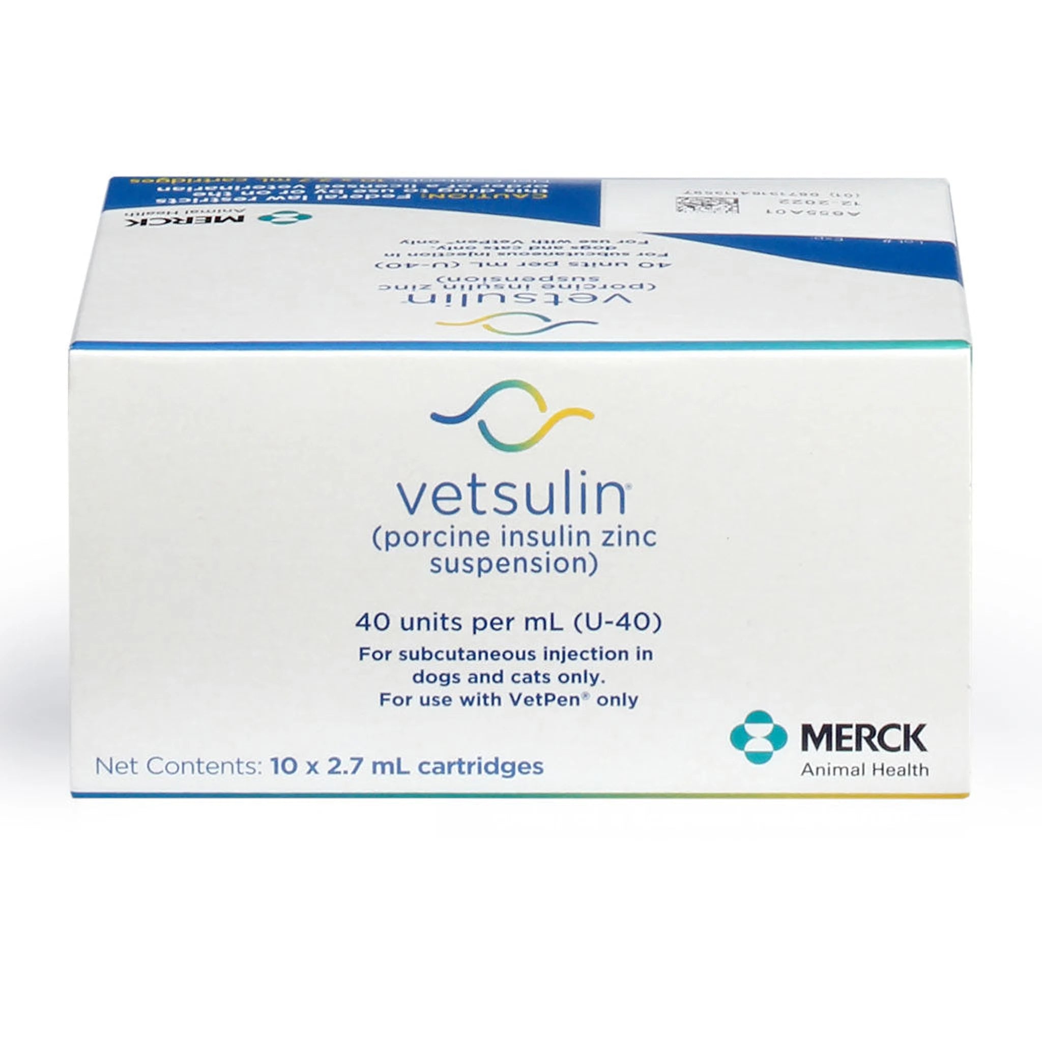 Vetsulin Insulin U-40 Cartridge packaging for veterinary use