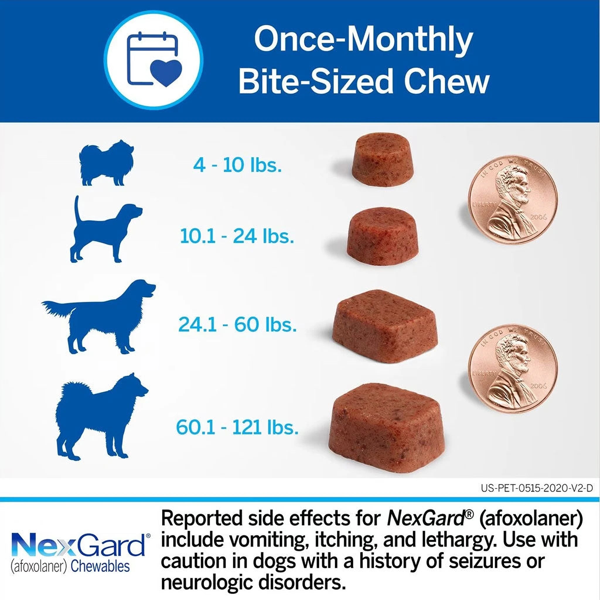 NexGard Chew for Dogs 10.1-24 lbs (Blue Box) Pet Medicine.