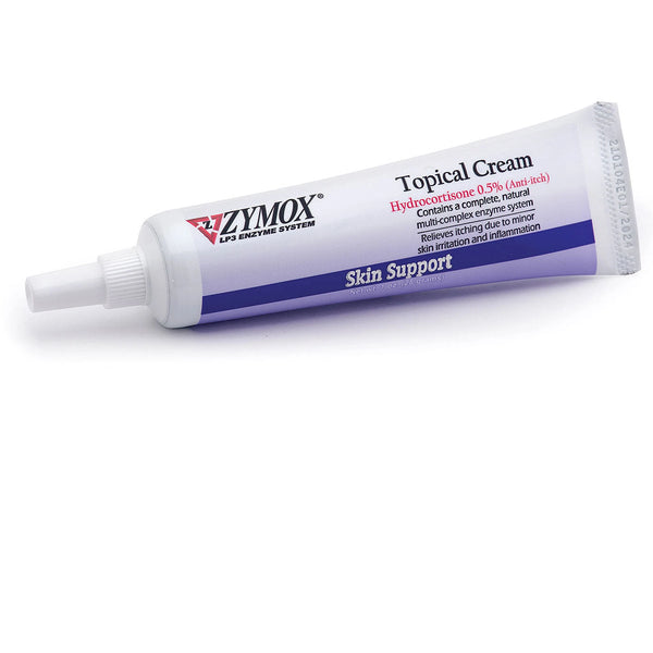 Zymox topical cream packaging for pet skin conditions
