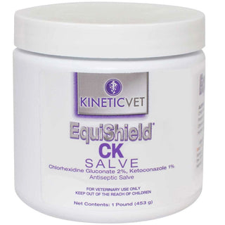 EquiShield CK Salve is an antiseptic for horses available in a 4 oz and 16 oz jar.