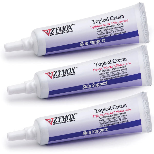 Three tubes of Zymox topical cream in 0.5ml sizes