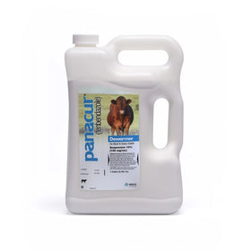 Panacur Dewormer Suspension with dosage instructions on a white backdrop