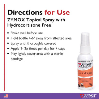 Zymox Topical Spray bottle for Dogs & Cats, Hydrocortisone Free, 2 oz