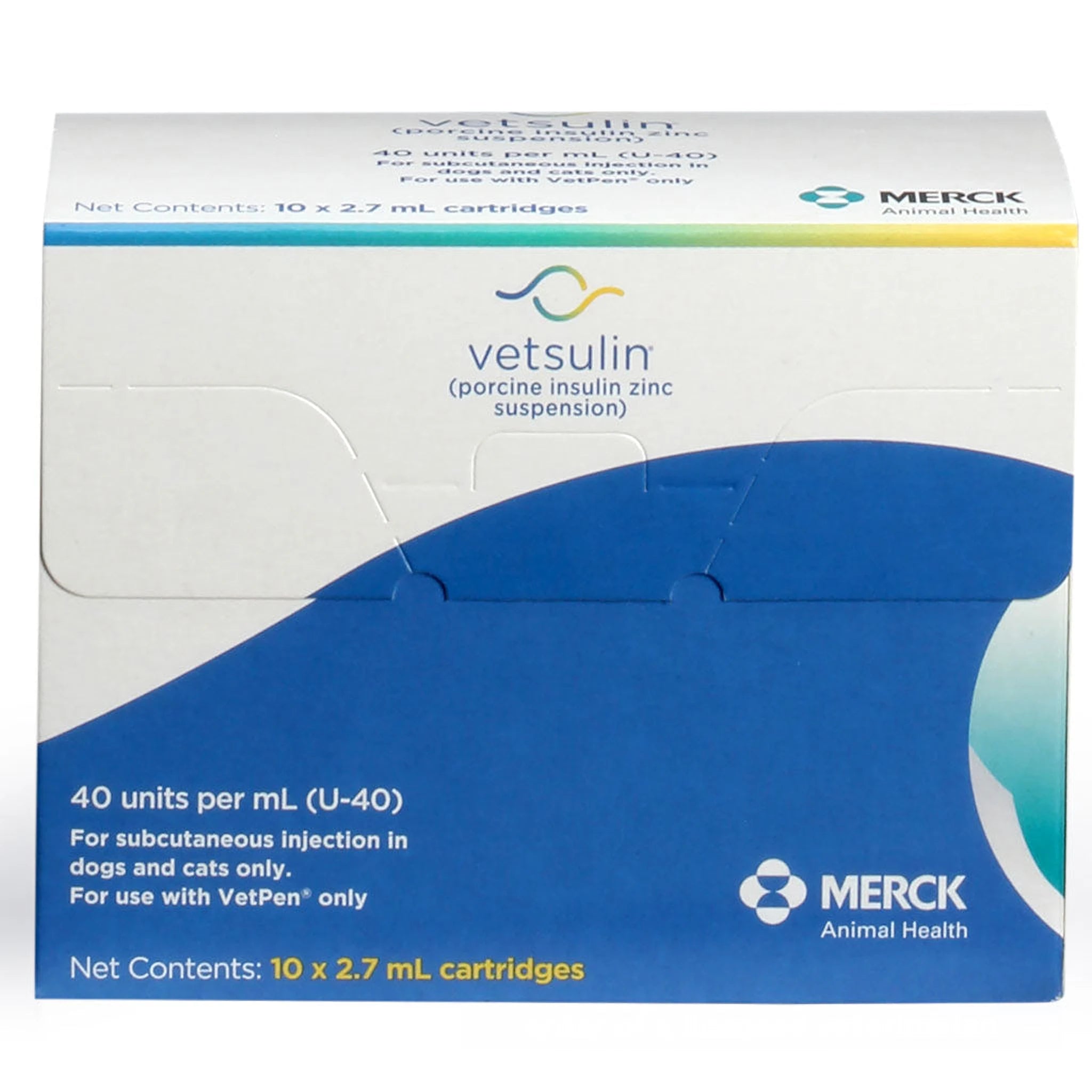 Merck branded Vetsulin Insulin U-40 Cartridge box for VetPen