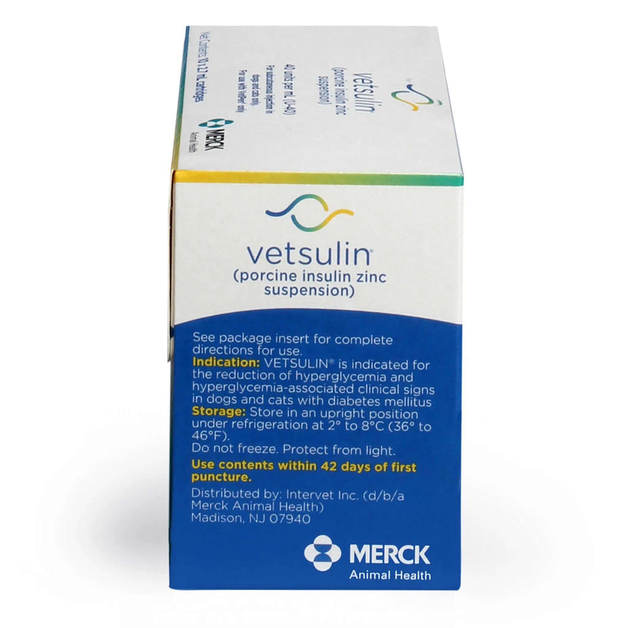 Vetsulin Insulin U-40 Cartridge box against a white backdrop