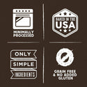 Made in the USA certification badge on dog treat packaging