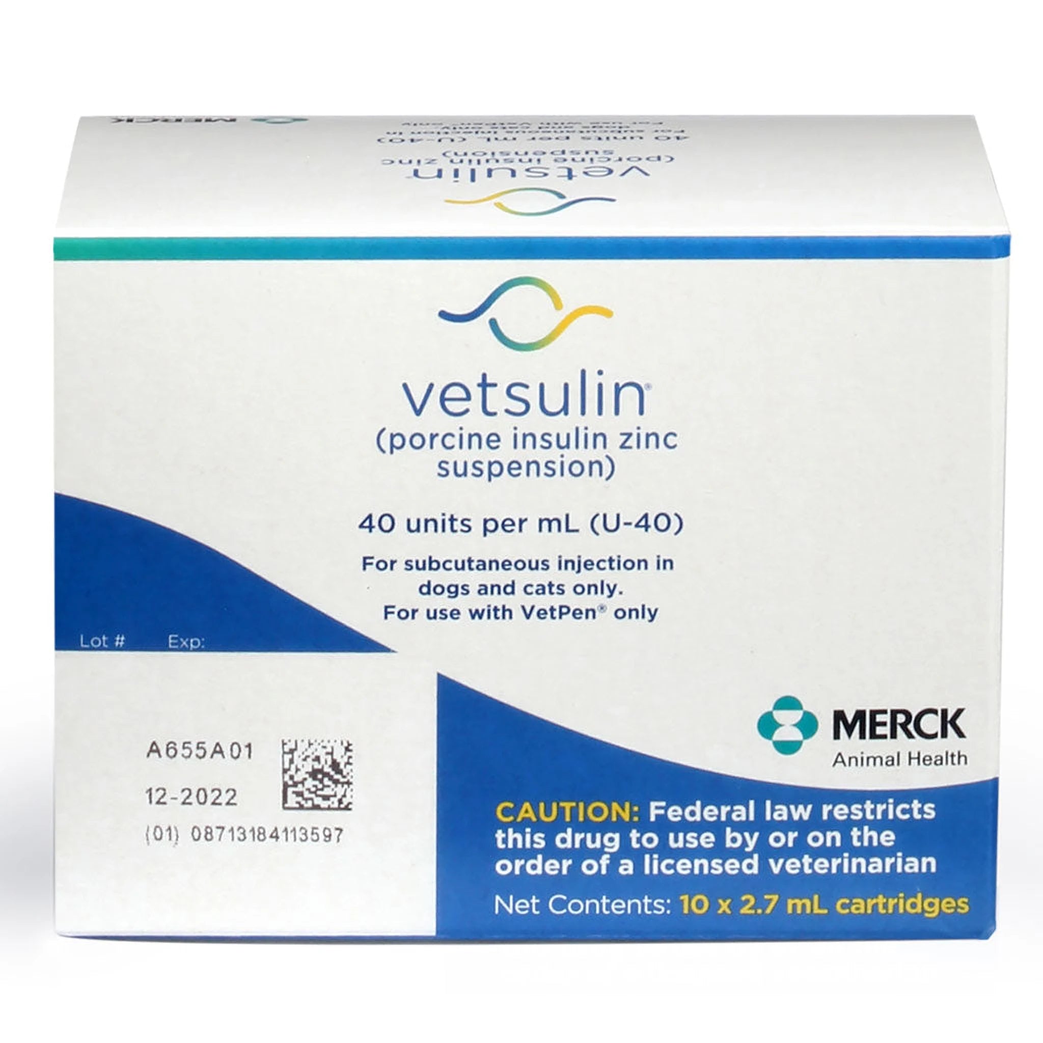 Multiple Vetsulin Insulin U-40 Cartridges for VetPen in original packaging