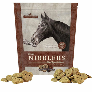 A single bag of Omega Fields Nibblers horse treats for horses