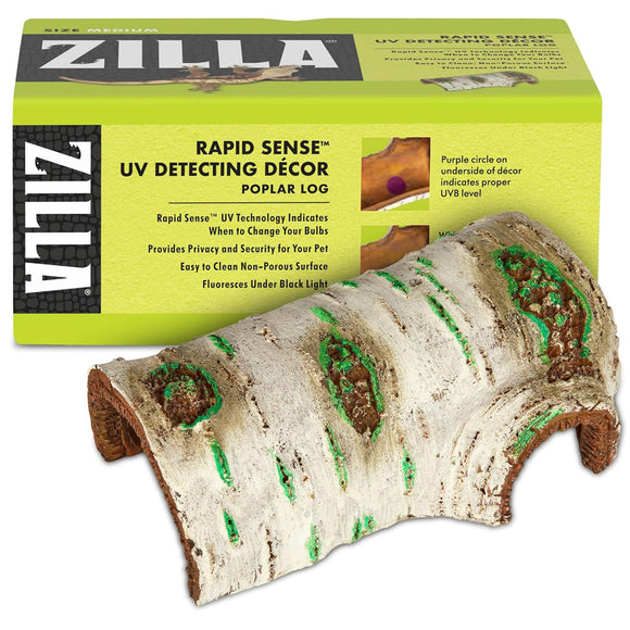 Zilla Rapid Sense UV Detecting Decor Poplar Log, Medium