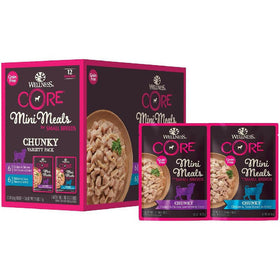 Wellness CORE Grain-Free Small Breed Mini Meals Chunky Wet Dog Food Variety Pack (3 oz x 12 pouches)