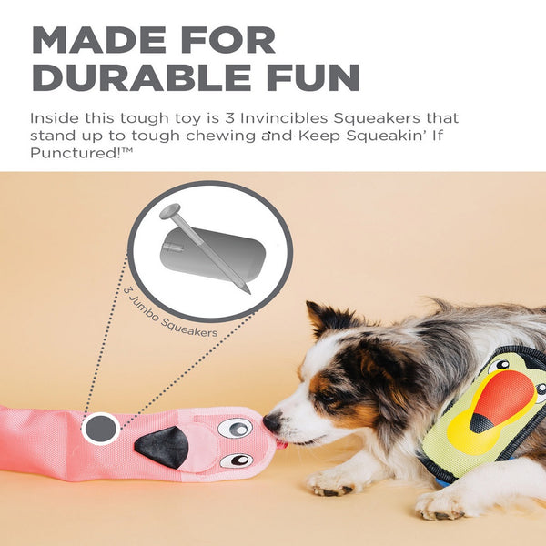 Outward Hound Fire Biterz Flamingo Plush Interactive Dog Toy (Large)