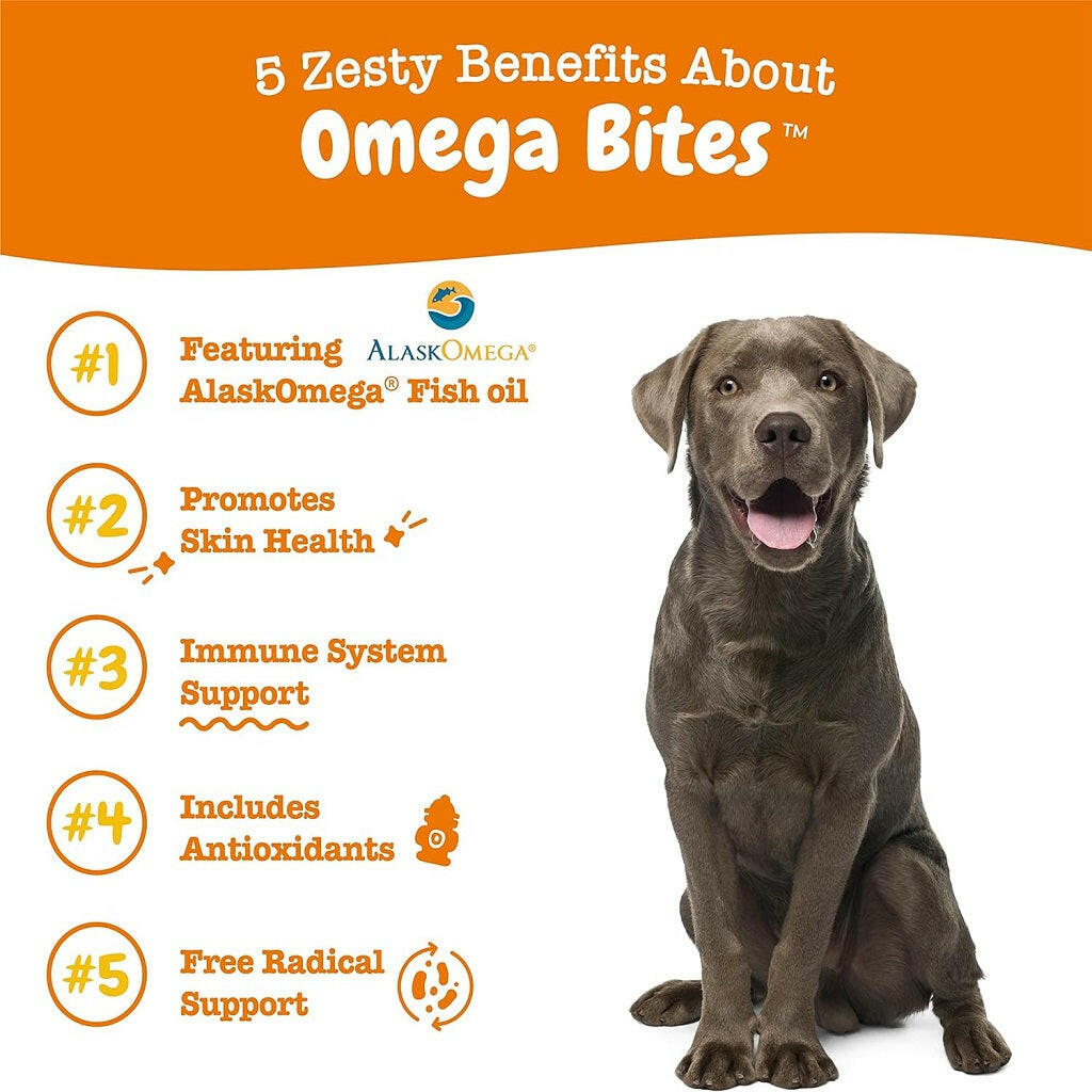 Zesty Paws Omega Bites Chicken Flavor Skin & Coat +Joint Support Dog Supplement (90 ct)