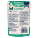 Back of a cat food package with text and branding