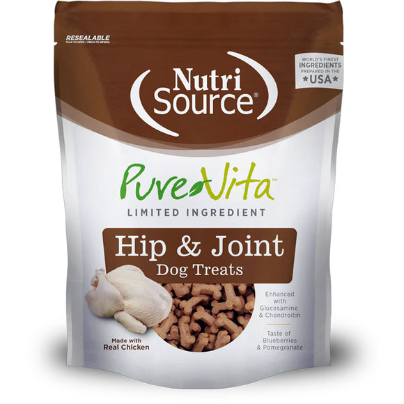 NutriSource PureVita LID Hip & Joint Dog Treats Chicken, 6-oz