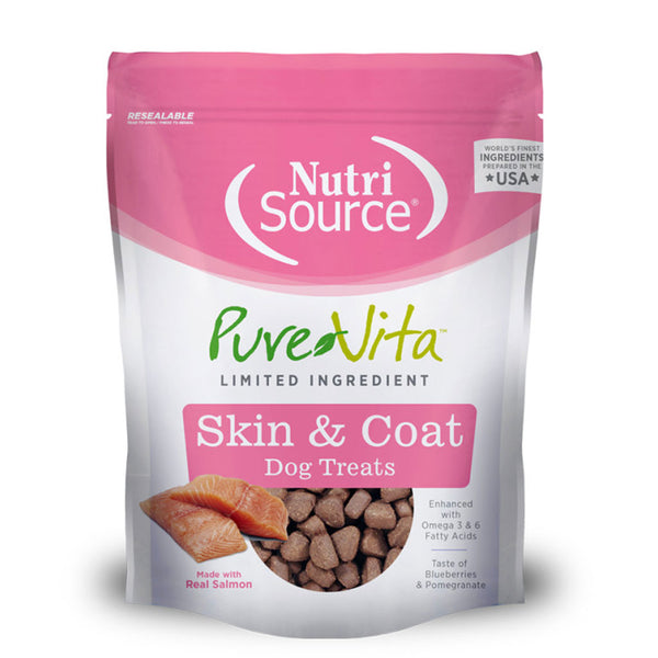 NutriSource PureVita LID Skin and Coat Dog Treats Salmon, 6-oz