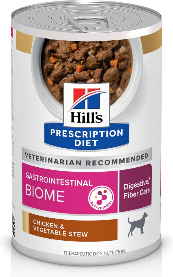 Hill's Prescription Diet Gastrointestinal Biome Digestive/Fiber Care Chicken & Vegetable Stew Dog Canned Food (12.5 oz x 12 cans)