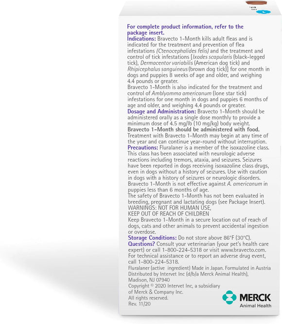 Bravecto 1 month chews, Bravecto for dogs