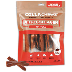 CollaChews Rolls Beef & Collagen Natural Dog Treats, 6", 4-count