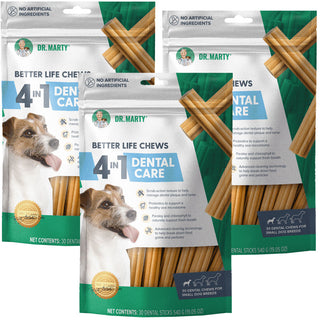 Dr. Marty Better Life Chews 4 in 1 Dental Care for Dogs, Small 5-23 lbs 3 bags