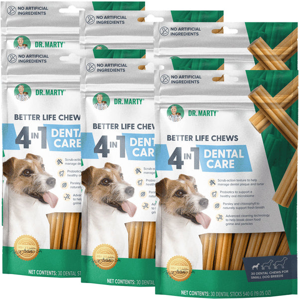 Dr. Marty Better Life Chews 4 in 1 Dental Care for Dogs, Small 5-23 lbs 6 bags