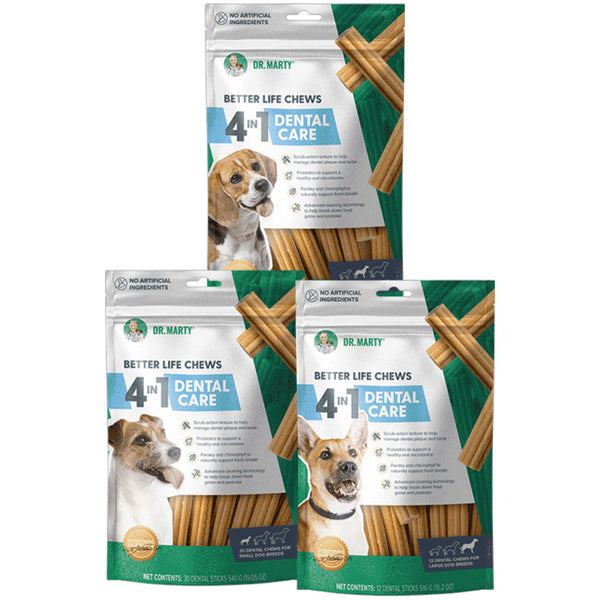 Dr. Marty Better Life Chews 4 in 1 Dental Care for Dogs 3 sizesDr. Marty Better Life Chews 4 in 1 Dental Care for Dogs 3 sizes