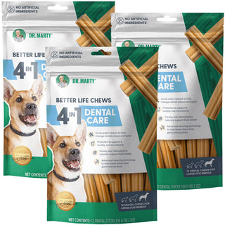 Dr. Marty Better Life Chews 4 in 1 Dental Care for Dogs, Large 60+ lbs 3 bags