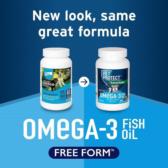 Pet Protect Free Form Omega-3 Fish Oil for Small Dogs and Cats (60 capsules)