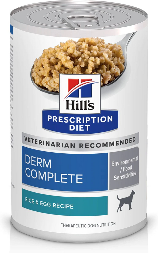 Hill's Prescription Diet Derm Complete Environmental/Food Sensitivities Rice & Egg Recipe Wet Dog Food (13 oz x 12 cans)