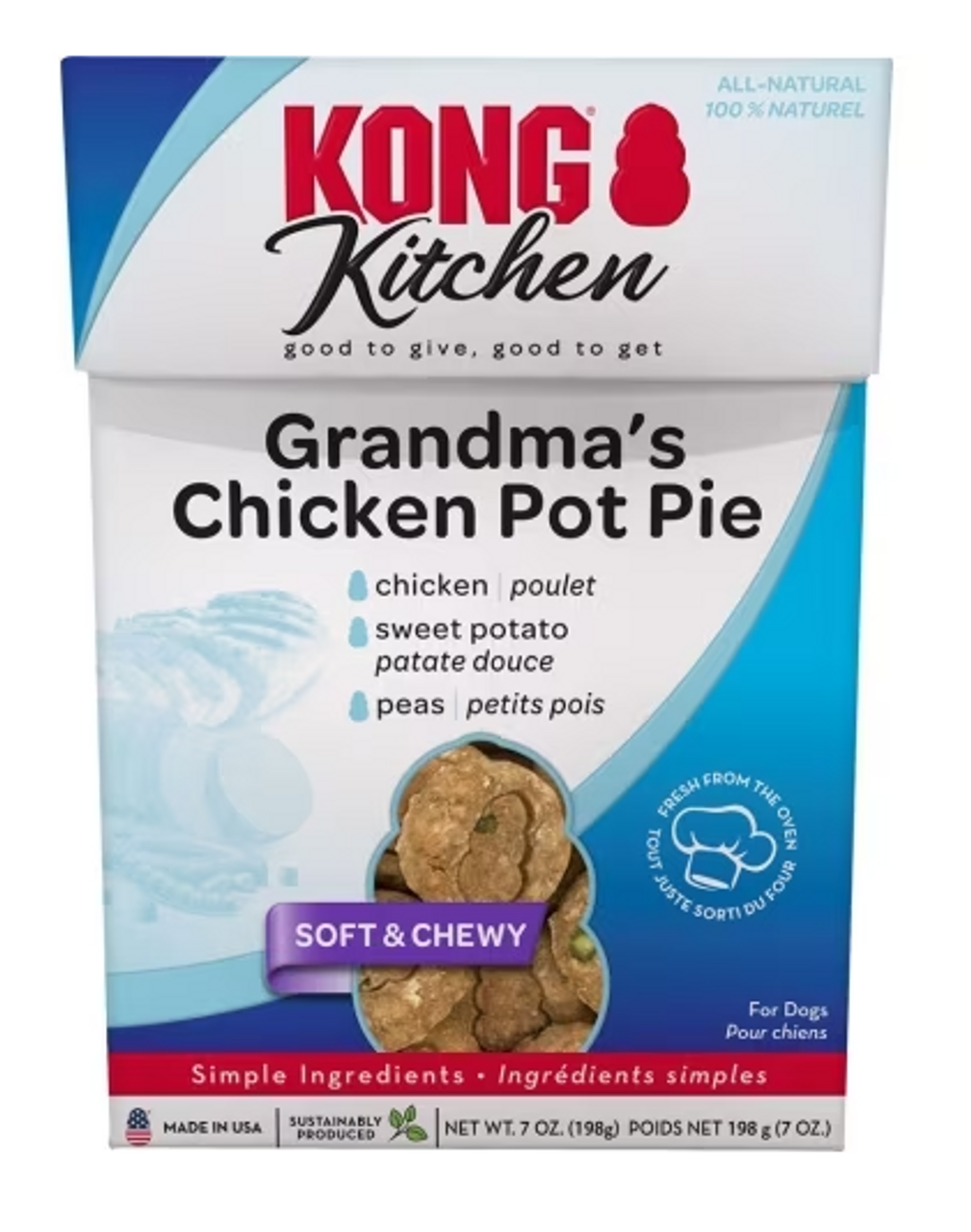 Kong Kitchen Grandma's Chicken Pot Pie Chicken, Sweet Potato & Peas Soft & Chewy Treats for Dogs (7 oz)