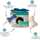 Dog toy with features highlighted on a white background