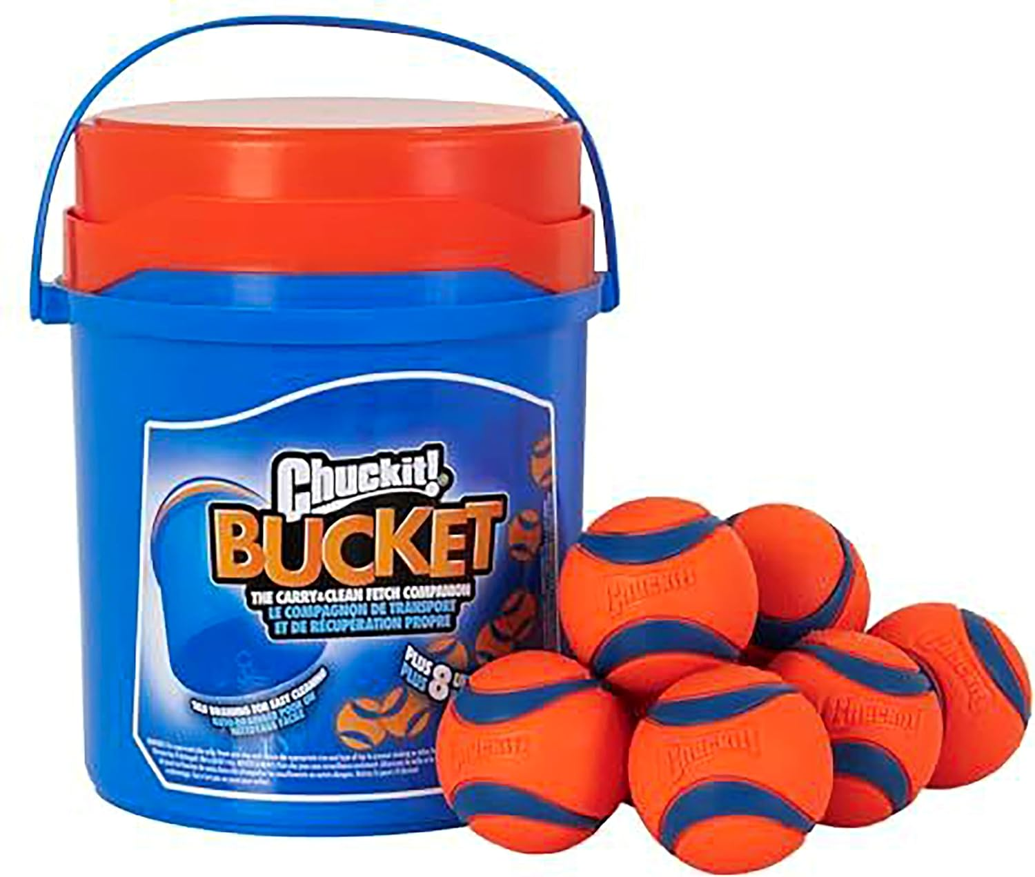 Chuckit! Bucket with 8 Medium Balls Toy For Dogs -Ultra