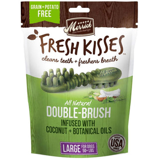 Merrick Fresh Kisses dental treats with double-brush action for oral hygiene
