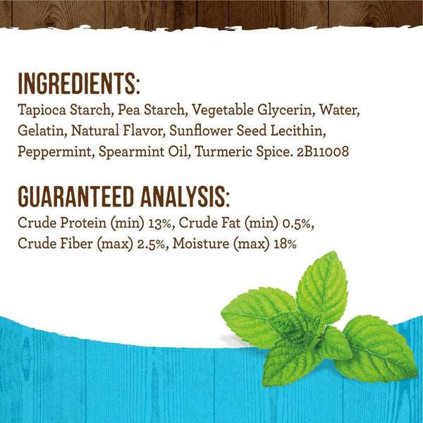 Ingredients list for Merrick Fresh Kisses Dog Dental Treats with Mint Breath Strips